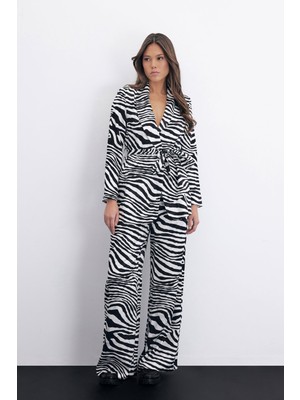 Salaş Zebra Desen Pantolon - Siyah