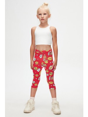 So Cool Kız Çocuk Desenli Diz Altı Tayt Kapri