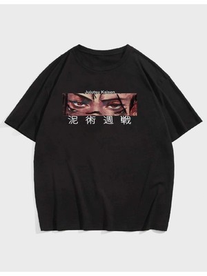 Mercoledi Unisex Jujutsu Kaisen Baskılı Oversize T-Shirt