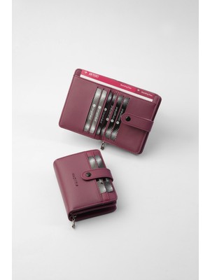 Cengiz Pakel Cengiz Pakel Kadın Mini Boy Çıt Çıt Detaylı Cüzdan – 65315M - Mürdüm
