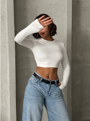 Parmak Geçmeli Crop Body (Badi,bady) Buzzy Ribana Kumaş