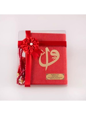 Tesbih + Yasin Hediye Seti (Çanta Boy, Elifvav, Raşel, Kırmızı)