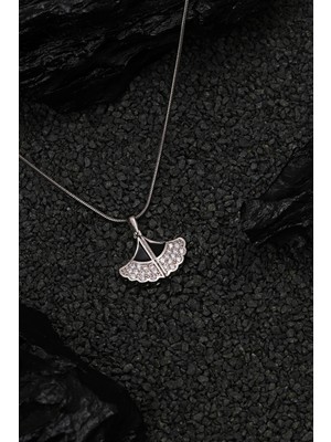Mooda Festivali Kadın Çelik Siyah Detay Kolye Gümüş Renk