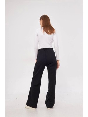 Tanla Butik Iki Iplik Bol Paça Eşofman Pantalon - Siyah