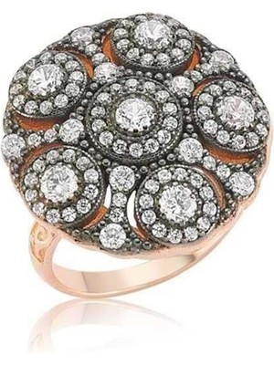 Gumush Gümüş Rose Elmas Montür Bayan Yüzük