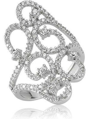 ​gümüş Halka Desenli Bayan Yüzük