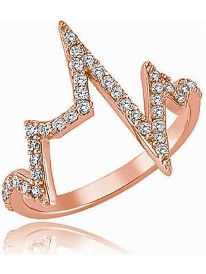 Gumush Gümüş Rose Kalp Ritmi Bayan Yüzük