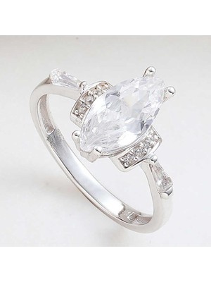 Gümüş Beyaz Zirkon Taşlı Kadın Yüzük