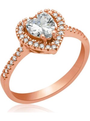 Gumush Gümüş Rose Kalpli Bayan Yüzük