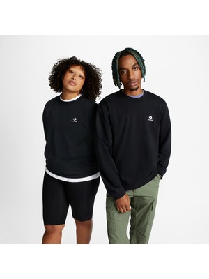 Converse Go-To Embroidered Star Chevron Crew  Unisex Siyah Sweatshirt