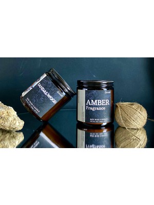 Stworkshop Amber Fragrance: Dekoratif  Amber Kokulu Ahşap Fitilli Doğal Vegan Soya Wa x  Mum. 390GR.