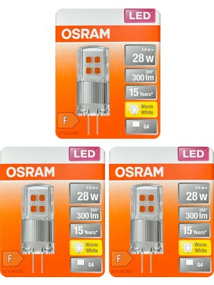 Osram (3 Adet) Osram 2,6W (28W) 2700K (Sarı Işık) G4 Duylu Led Kapsül Ampul