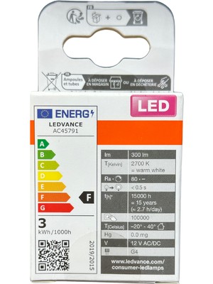 Osram (3 Adet) Osram 2,6W (28W) 2700K (Sarı Işık) G4 Duylu Led Kapsül Ampul