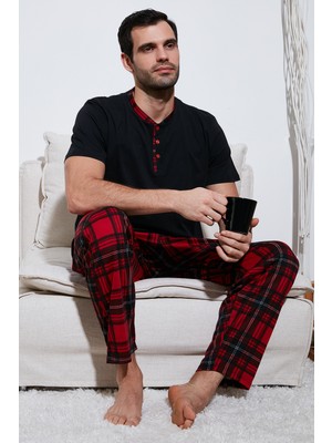 Buratti Ekoseli Pamuklu Regular Fit Kısa Kollu Pijama Takımı Erkek PİJAMA TAKIMI 60961007