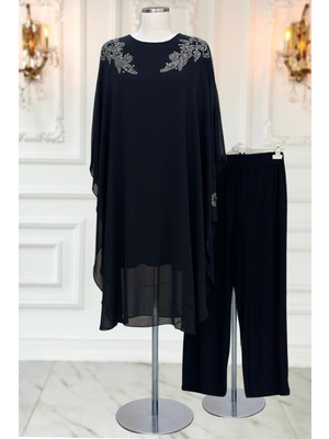 Amine Hüma Mesture Abiye Takım Siyah