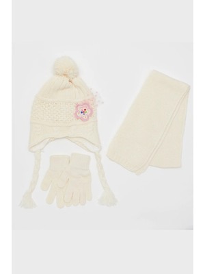 Kız Çocuk Ajurlu Atkı Bere Takımı 3'lü