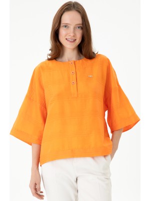 U.S. Polo Assn. Kadın Turuncu Gömlek Kısa Kollu 50264176-VR051