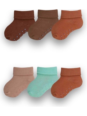 Cherrywoolcotton Kaydırmaz Taban 5'li Dikişsiz Organik Pamuklu Bebek Çorap Seti