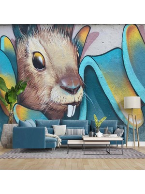 Grafitti Tavşan Temalı Duvar Kağıdı