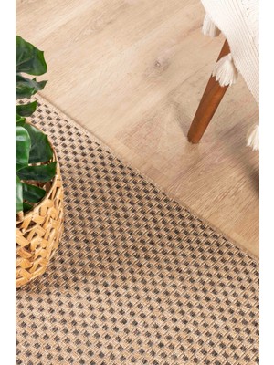 Sisaluna 4442 Bej Jüt Tabanlı Modern Dokuma Kilim Sisal Hasır Halı