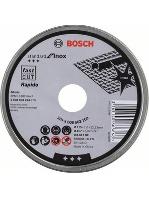 Bosch 115 x 1,0Mm Standard For Inox Rapido 10'lu 2608603254