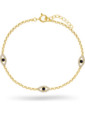 Silveranka 925 Ayar Gümüş 3'lü Göz Detaylı Bileklik