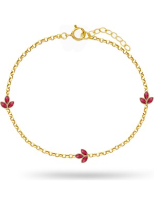 Silveranka 925 Ayar Gümüş Garnet Taşlı Lotus Bileklik