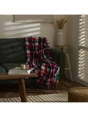 Karaca Home Flanel Throw Tv Battaniyesi Bordo/bej