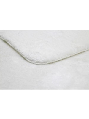 Raschel Carpet Beyaz Yıkanabilir Yumuşak Kaymaz Özel Taban Oval Peluş Halı Yolluk