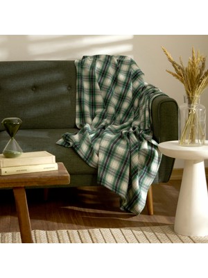 Karaca Home Flanel Throw Tv Battaniyesi Koyu Bej/yeşil