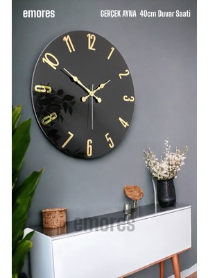 41 cm Gerçek Ayna Pleksi Rakam Dekoratif Duvar Saati