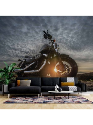 Duvar Kağıdı Baskı Motorsiklet Bulut Manzaralı Duvar Kağıdı