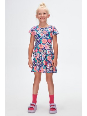 Neon Garden Kız Çocuk Desenli Kısa Kollu Elbise