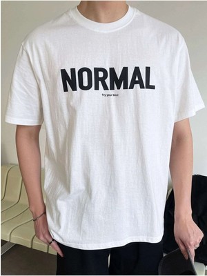 Normal Baskılı Oversize Erkek T-Shirt Salaş Boyfirend