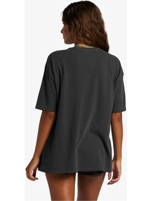 Füme Oversize T-Shirt Cool Mom Baskılı