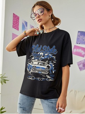 Mercoledi Siyah Old Style Oversize T-Shirt