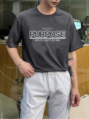 Füme Oversize T-Shirt Purpose Baskılı