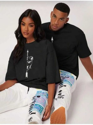 Mercoledi 2'li Kombin Aslan/kaplan Baskılı Kadın Oversize Salas T-Shirt Boyfriend