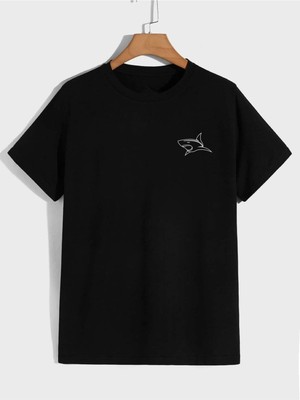 Mercoledi Unisex Minimal Shark Baskılı T-Shirt