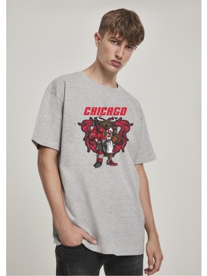 Unisex Bulls Baskılı Oversize T-Shirt