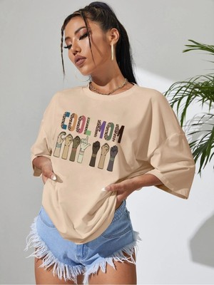 Toprak Oversize T-Shirt Cool Mom Baskılı