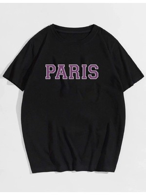 Unisex Paris Baskılı Oversize T-Shirt