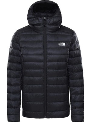 The North Face W Resolve Down Hoodie Kadın Cepli Slim Fit Pamuklu Siyah Dış Giyim