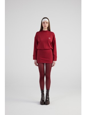 Holly Lolly Yırtmaçlı Dokuma Kumaş Mini Claire Elbise Bordo