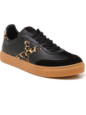 Kadın Sneaker ( Günlük) MAR-25Y-192-3030 John May Siyah Süet-Siyah Cilt-Leopar