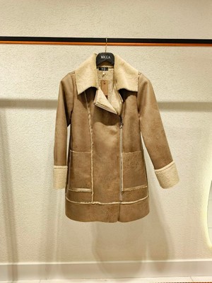 Crok Suni Deri ve Içi Soft Kürk Kaplı Spor Kaban-Kahverengi