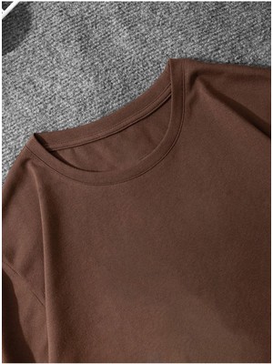 Kahverengi Erkek Oversize Basic T-Shirt