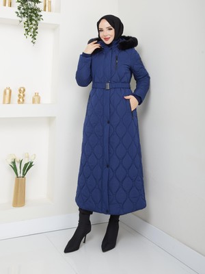 Doque Araboy 125 cm Şişme Kapitone Kadın Kışlık Kaban Kapşonlu 67047