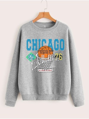 Unisex Basketball Baskılı Oversize Sweatshirt