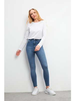 Holly Dark Blue Ekstra Yüksek Bel Skinny Jean Pantolon - Dark Blue